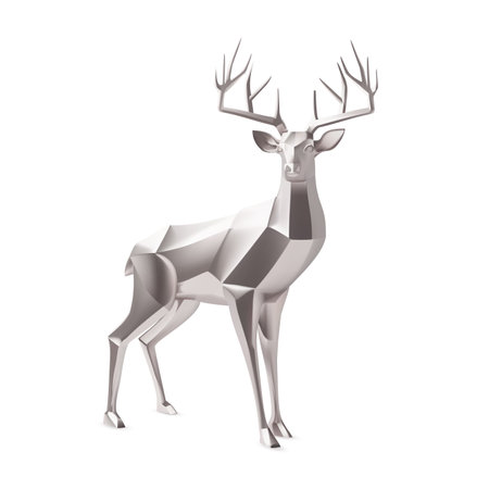 Vector realistic reindeer polygonal 3d render aのイラスト素材