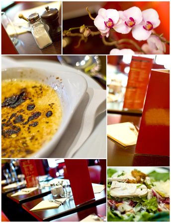 Collage french restaurant interiorの写真素材