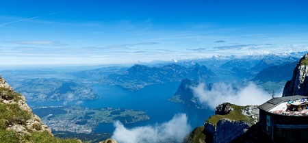 Panorama of lake Luzern (Vierwaldstattersee)の写真素材