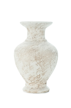 False antique old vase isolated on whiteの写真素材