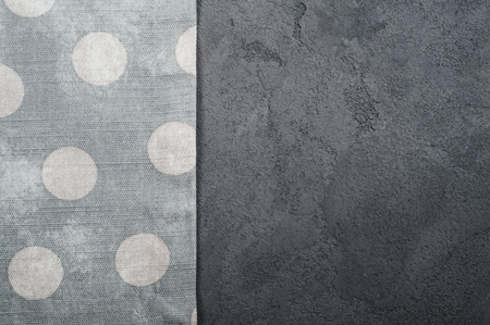 Vintage rustic table setting with polka dots linen napkin country style.の写真素材