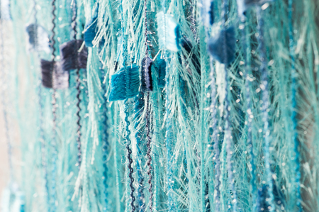Abstract blue background from threads. Closeupの写真素材