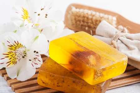 SPA organic products with herbal organic soapの写真素材