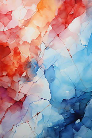Abstract background with red blue white splashes, watercolor illustration, Iceland independence dayの素材