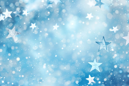 Christmas blue background with white stars. Holiday abstract backgroundの素材