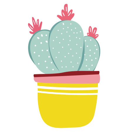 Home decor, houseplants and cacti in stylish pot. Vector illustrationのイラスト素材