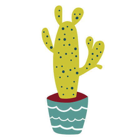 Home decor, houseplants and cacti in stylish pot. Vector illustrationのイラスト素材