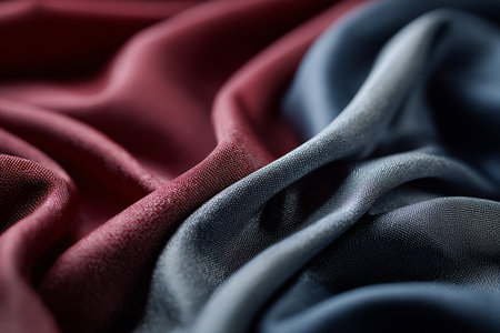 Close-up of the American flag with embroidered stars and textured fabric, symbolizing patriotism, freedom, and national pride.の素材