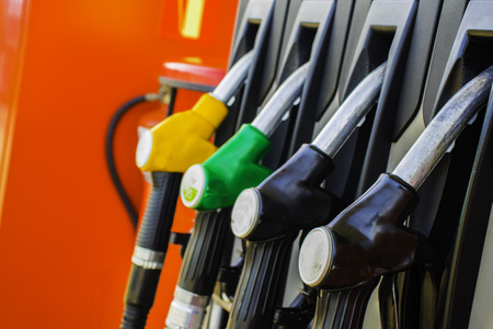 Gasoline filling station and fuel nozzle.の写真素材