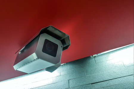 Camera for video surveillance. Videcams isolated on white background.