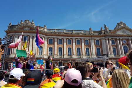 June 08, 2019, Toulouse, France. Pride March in the place of Capitol.のeditorial素材
