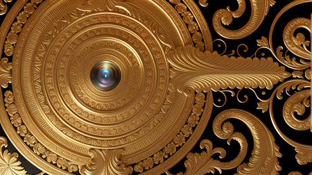 embossed pattern with golden baroque elements. generative aiの素材