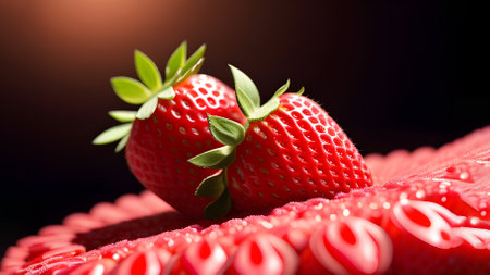 macro shot of two strawberries. generative aiの素材