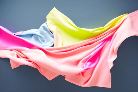 background with crumpled colorful fabrics. generative aiの素材
