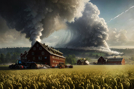 tornado destroys the farm. generative aiの素材
