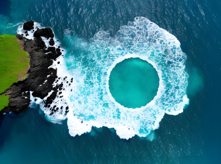 anomaly circle in the ocean from above view. generative aiの素材