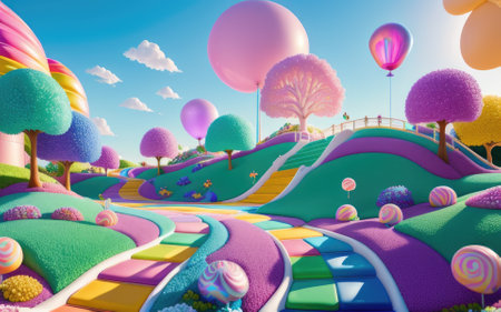 fabulous park with colorful trees. generative aiの素材