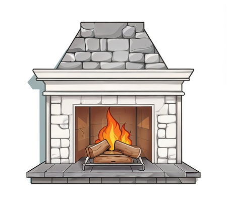 Stay warm and stylish with this adorable cartoon fireplaceの素材