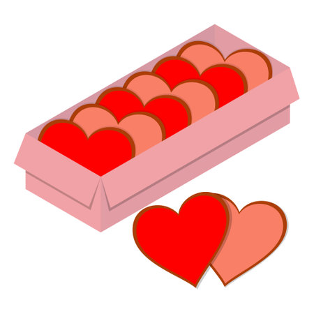 Vector illustration. A heart-shaped cookie box. Holidayのイラスト素材