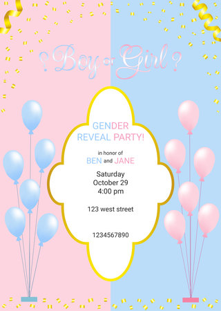 Vector illustration. Invitation to a gender party.のイラスト素材