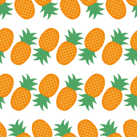 Vector seamless pattern. Image of pineapple.のイラスト素材