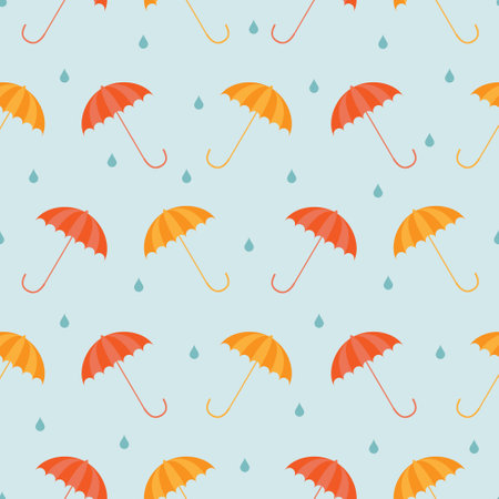 Vector seamless pattern. Umbrella in the rain.のイラスト素材