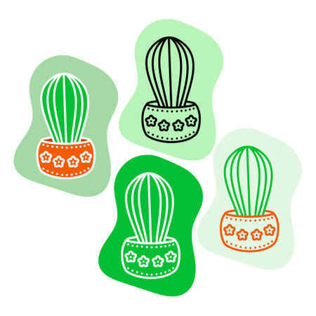 Potted flowers in a flat style. Succulent Iconsのイラスト素材