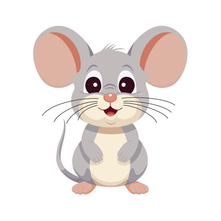 Vector illustration. Cute cartoon mouse on a white background.のイラスト素材