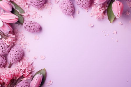 Spring background with flowers and place for text. Template for cards, invitations.の素材