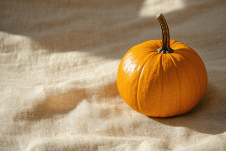 A Vibrant Orange Pumpkin Resting on a Beautifully Textured Background with Styleの素材