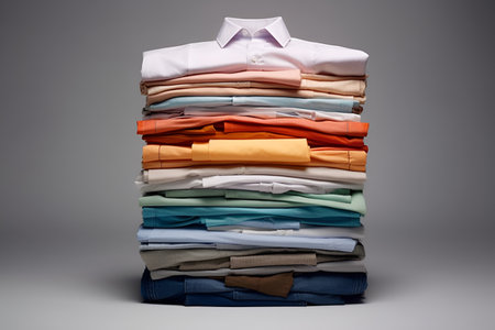 shirt folded and ironed in the dry cleaners. AI generated.の素材