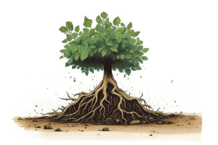Green tree sprout on a white background. AI generative.の素材