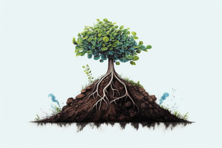 Green tree sprout on a white background. AI generative.の素材