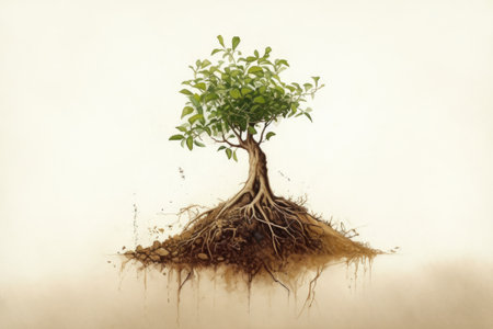 Green tree sprout on a white background. AI generative.の素材
