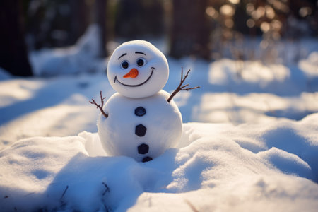 3d illustration of cartoon cute snowman. AI generative.の素材