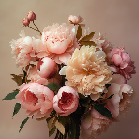 Beautiful bouquet of pink peonies. AI generative.の素材
