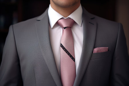 tie on a man in a suit. AI generative.の素材