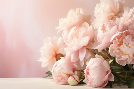 Beautiful bouquet of pink peonies. AI generative.の素材