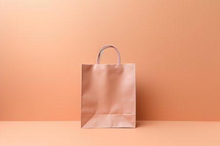Minimalistic photo of a shopping bag in light colors. free place . AI generated.の素材