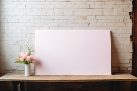 Blank white canvas and floral decor. ai generative.の素材