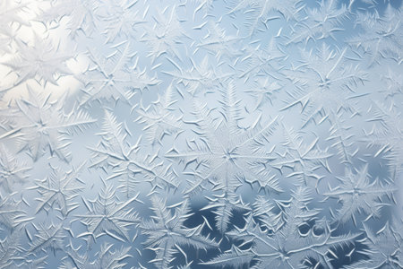 Frost creates fascinating patterns on a window in winter.の素材