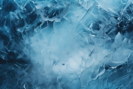 Ice texture crystal, blue tones background. Textured cold frosty surface of ice.の素材