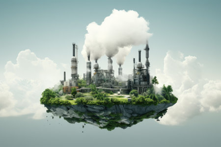 smoking chimneys of a coal power plant or factory.の素材