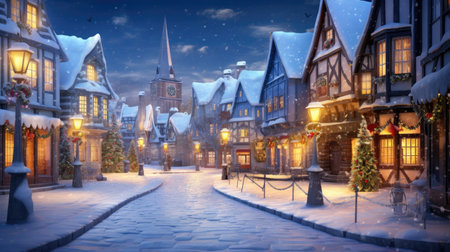 Rustic winter holiday scene with white deer ornament and sparkling stars against a blue wooden backdrop.の素材