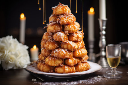 French dessert Croquembouche with caramel.の素材