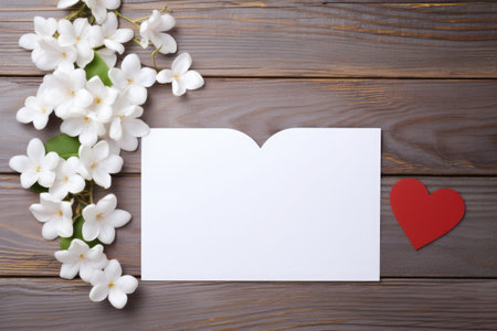 White sheet with heart and flowers.の素材