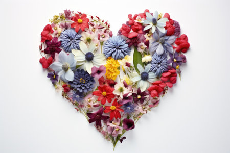Heart made from various flowers.の素材