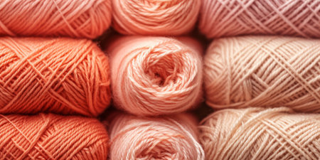 Set of yarn balls in shades of pink.の素材