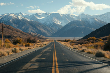 Road leading to the mountains.の素材