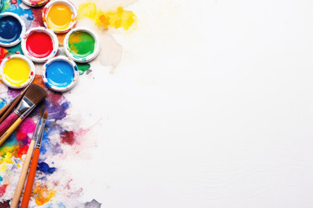 Multicolored acrylic paints smeared on a white background creating an abstract pattern.の素材